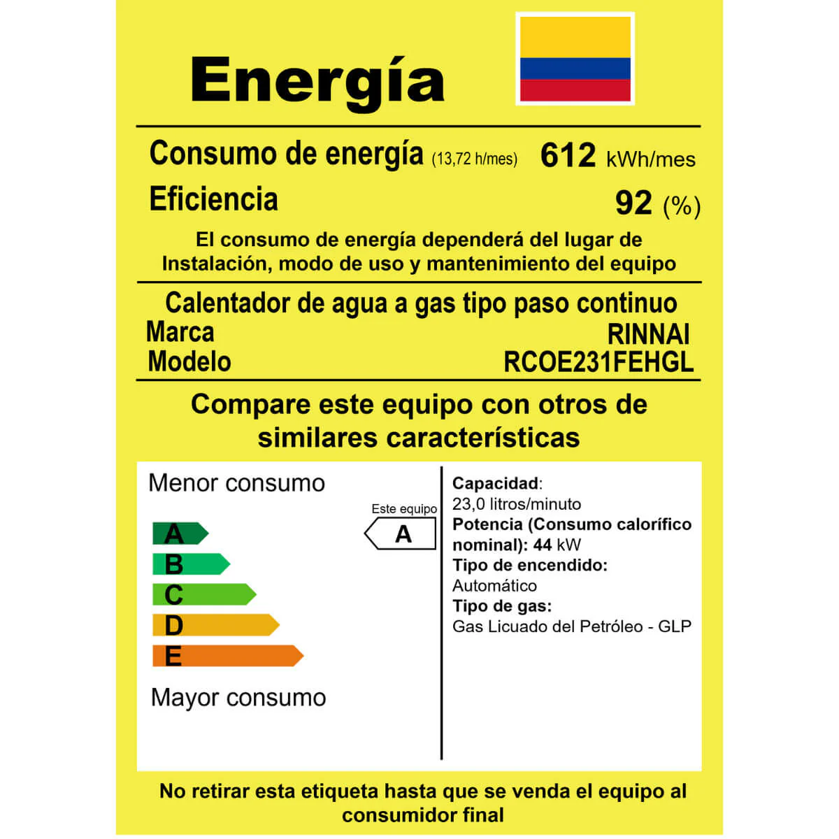 Calentador de paso a gas propano 17 litros marca Rinnai - Image 7