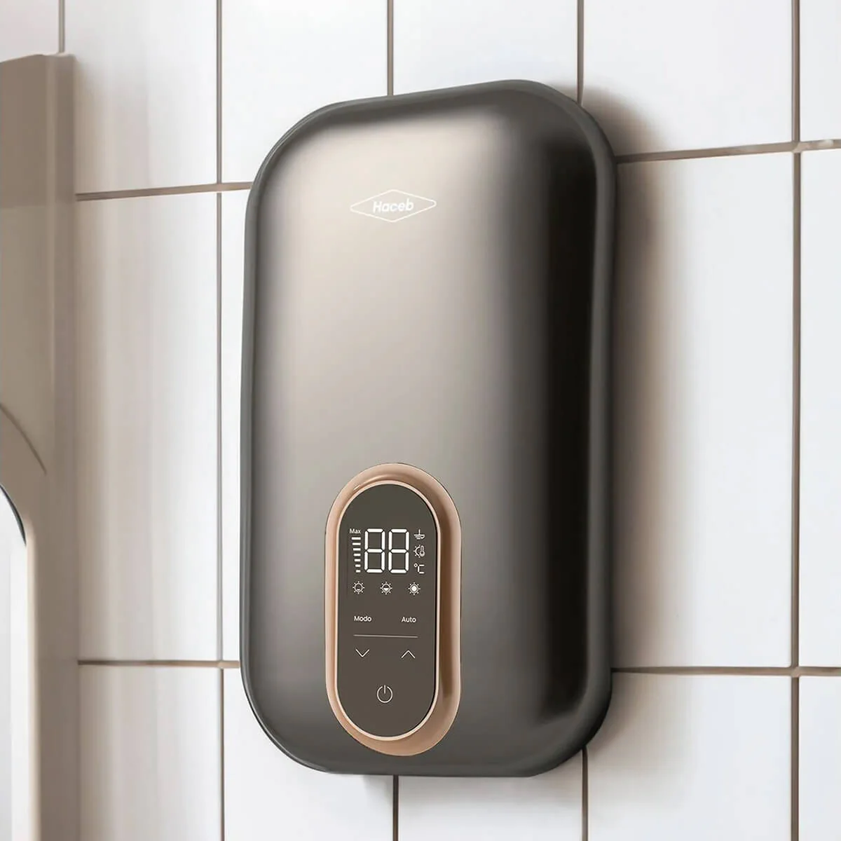 Calentador de agua de paso eléctrico 7.8 kW gris marca Haceb - Image 4