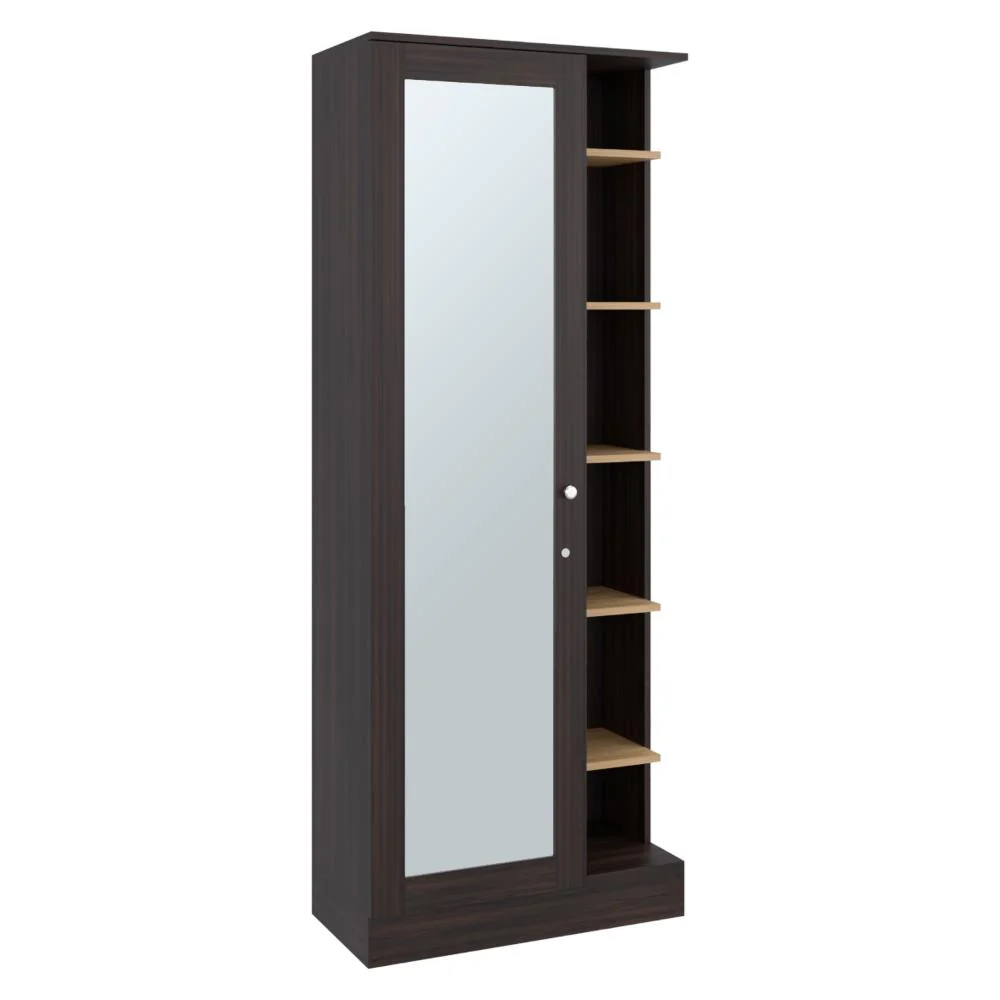 Closet Lara Con Espejo, Nogal Europeo y Fresno Europeo, Con Siete Entrepaños y Gran Capacidad De Almacenamiento - Image 5