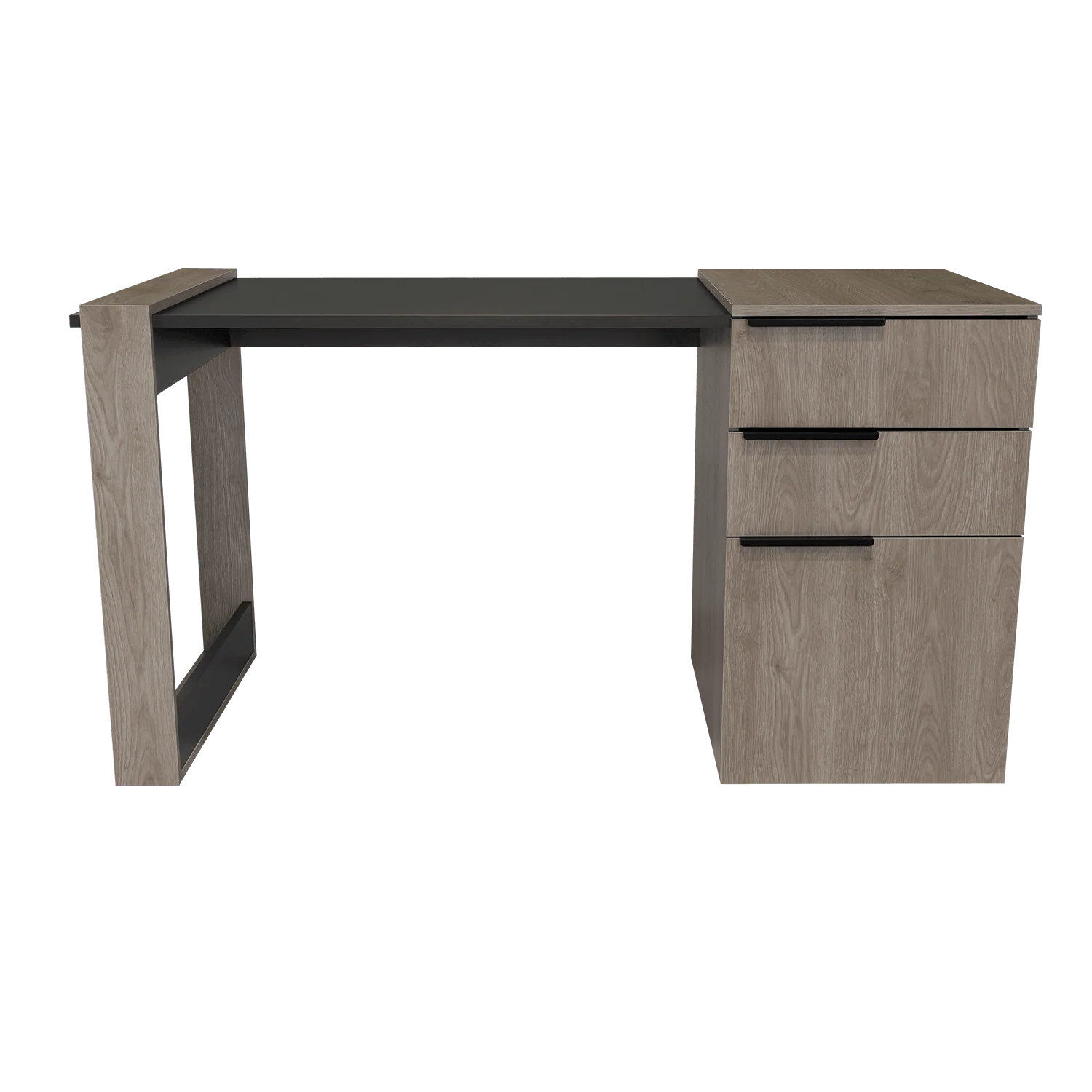 Escritorio Cosmo, Humo y Plata Oscuro, con Dos Cajones Multiusos y Un Cajón Archivador Adicional - Image 10