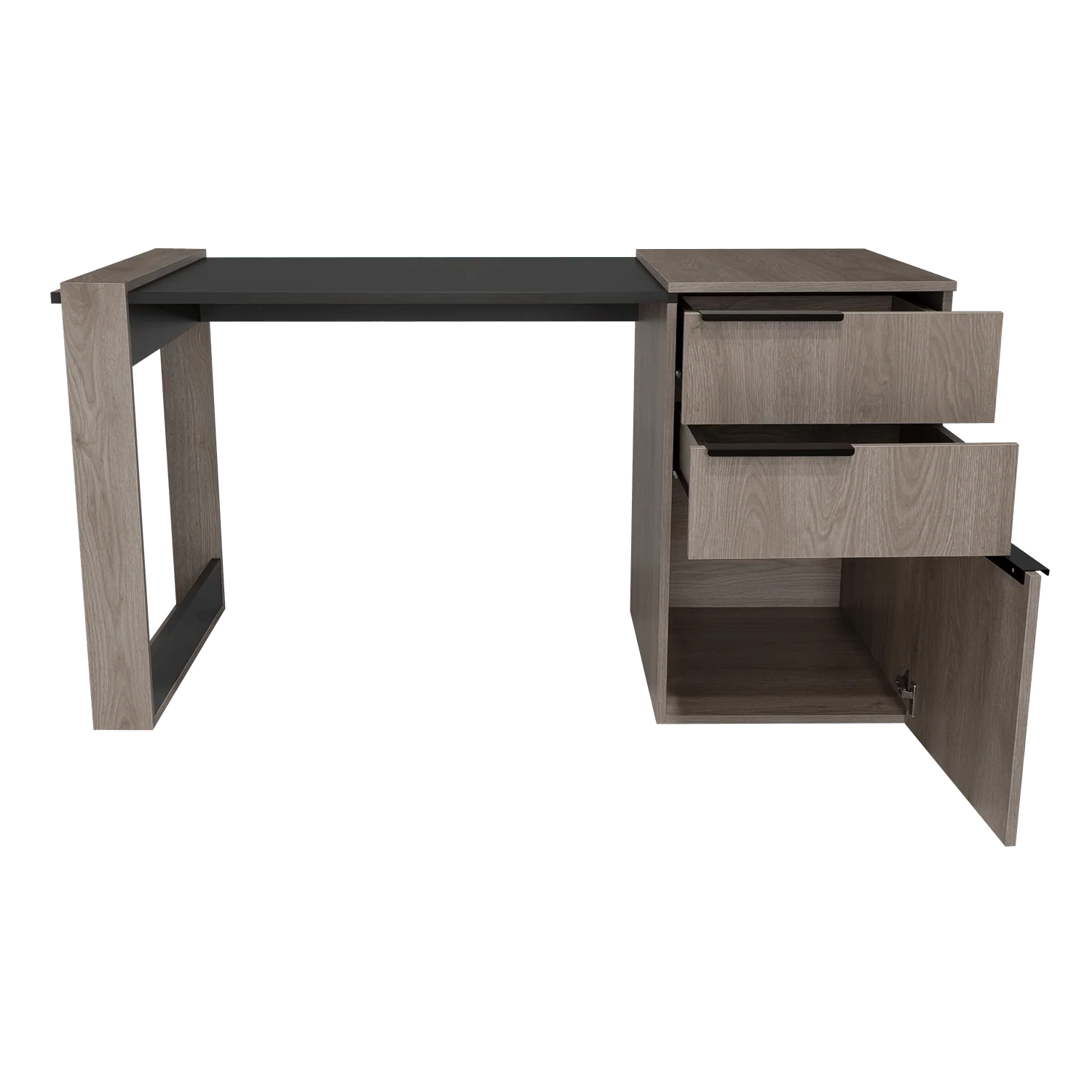 Escritorio Cosmo, Humo y Plata Oscuro, con Dos Cajones Multiusos y Un Cajón Archivador Adicional - Image 11