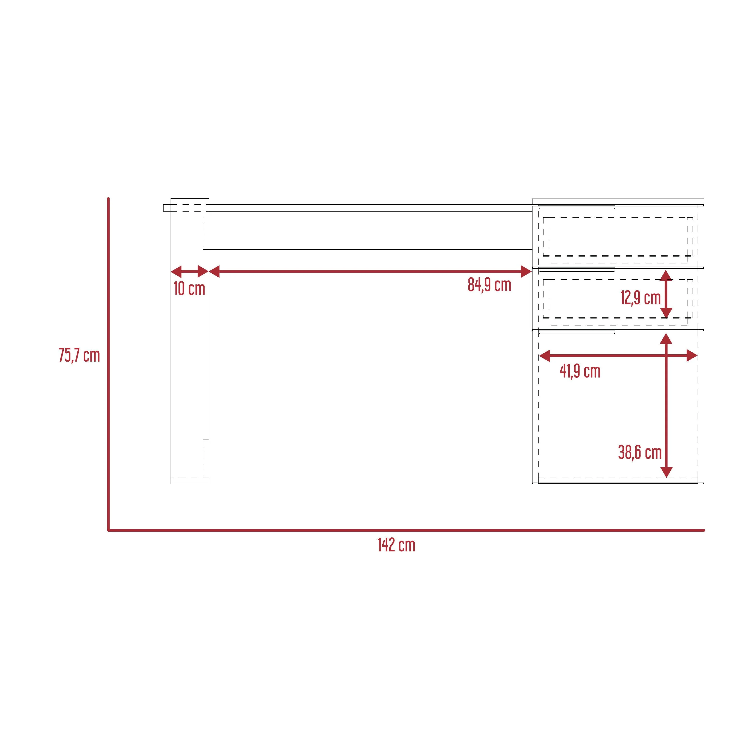 Escritorio Cosmo, Humo y Plata Oscuro, con Dos Cajones Multiusos y Un Cajón Archivador Adicional - Image 7