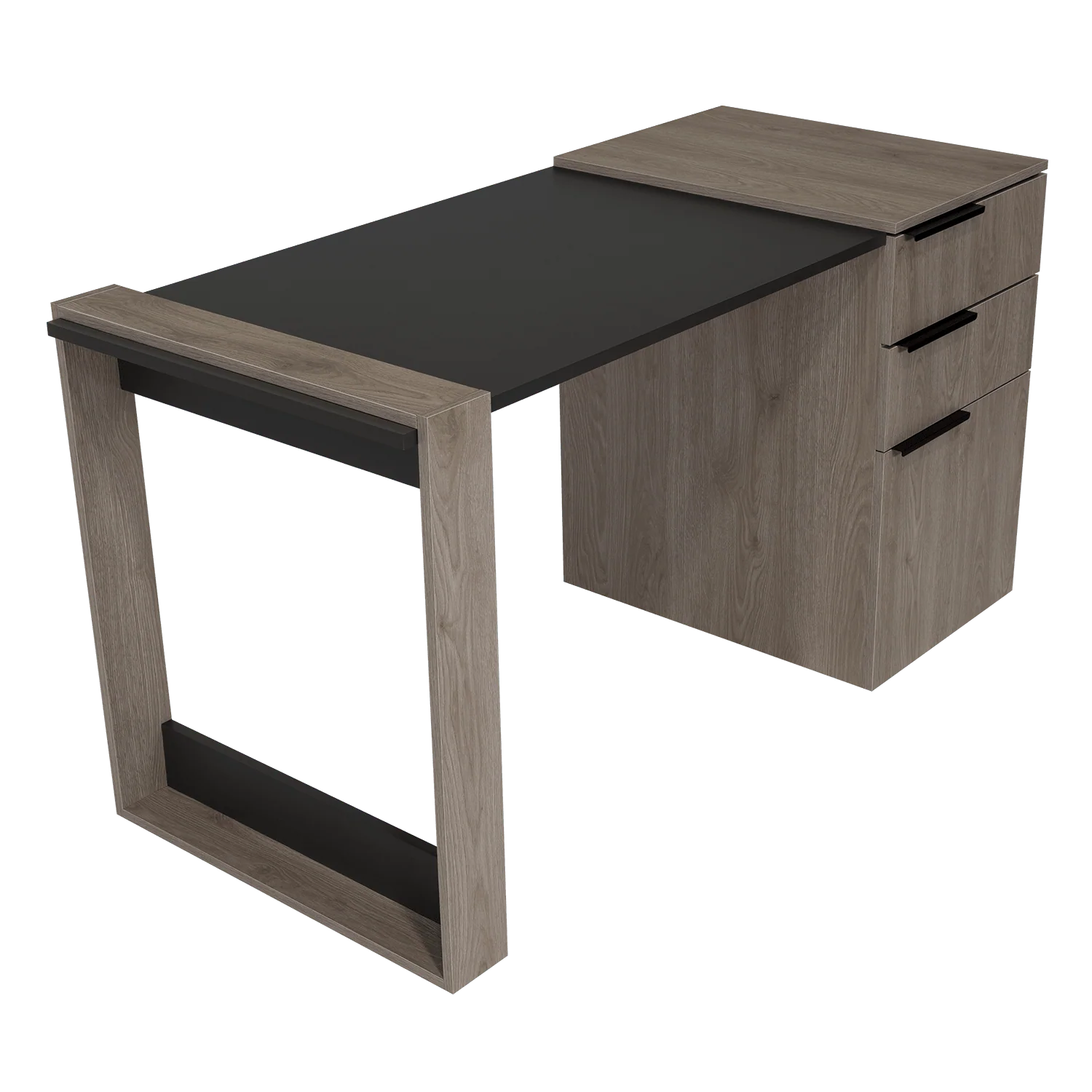 Escritorio Cosmo, Humo y Plata Oscuro, con Dos Cajones Multiusos y Un Cajón Archivador Adicional - Image 8
