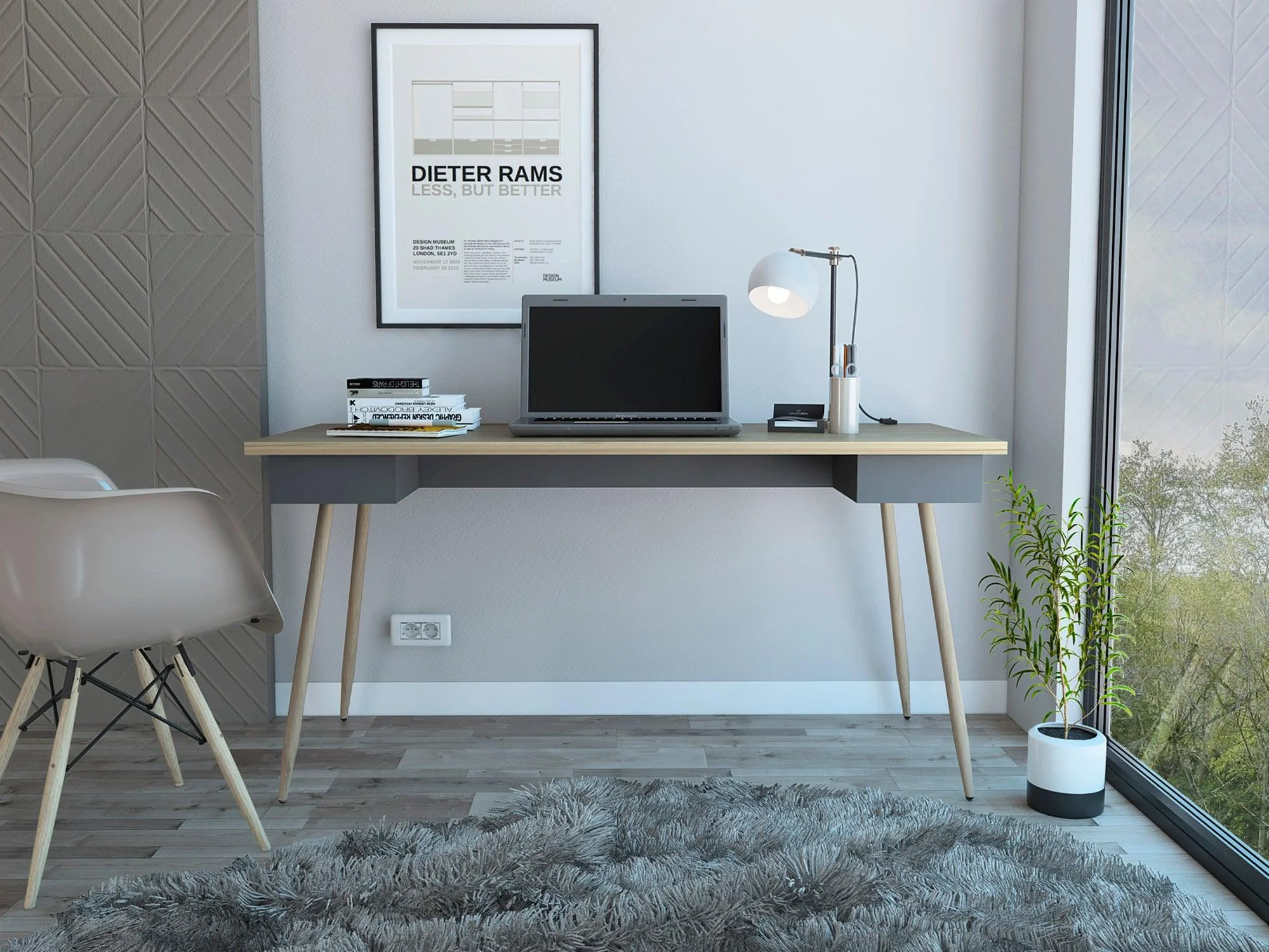 Escritorio Esperanza, Café Claro y Plata Oscuro, con Amplia Superficie de Trabajo - Image 3