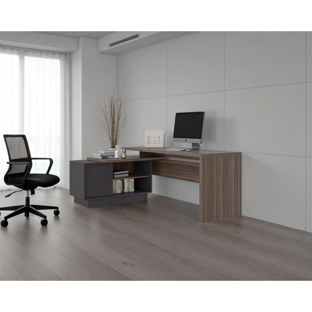 Escritorio L Taira, Avellana Con amplia superficie de trabajo - Image 4