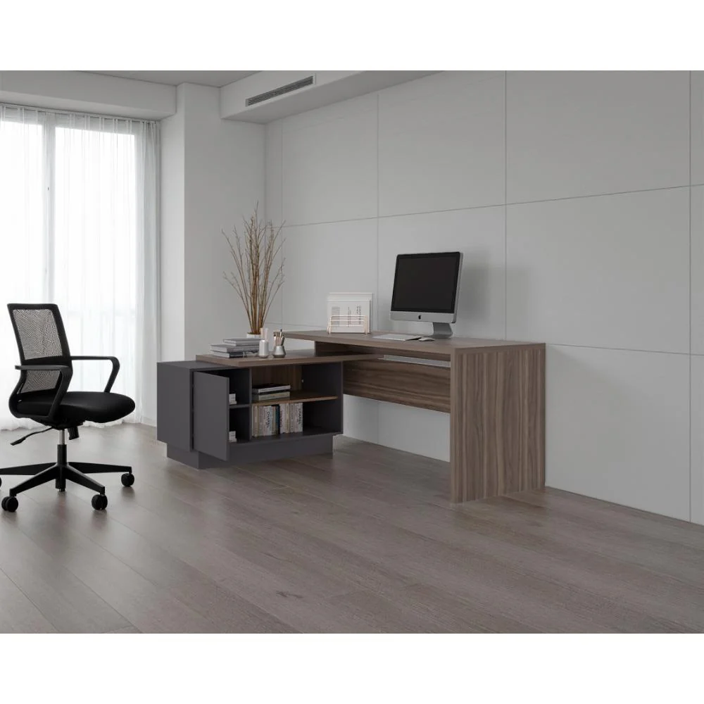 Escritorio L Taira, Avellana Con amplia superficie de trabajo - Image 5