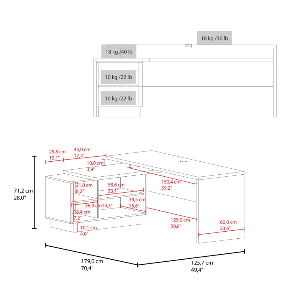 Escritorio L Taira, Avellana Con amplia superficie de trabajo - Image 8