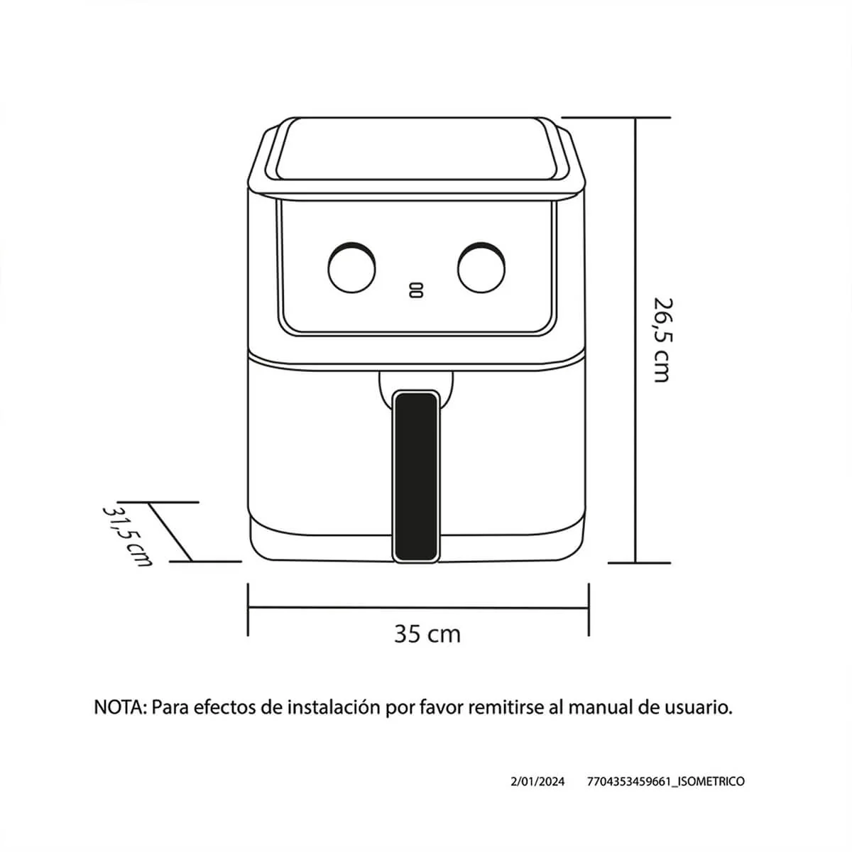 Freidora de aire 6 litros Inoxidable negra marca Haceb - Image 5