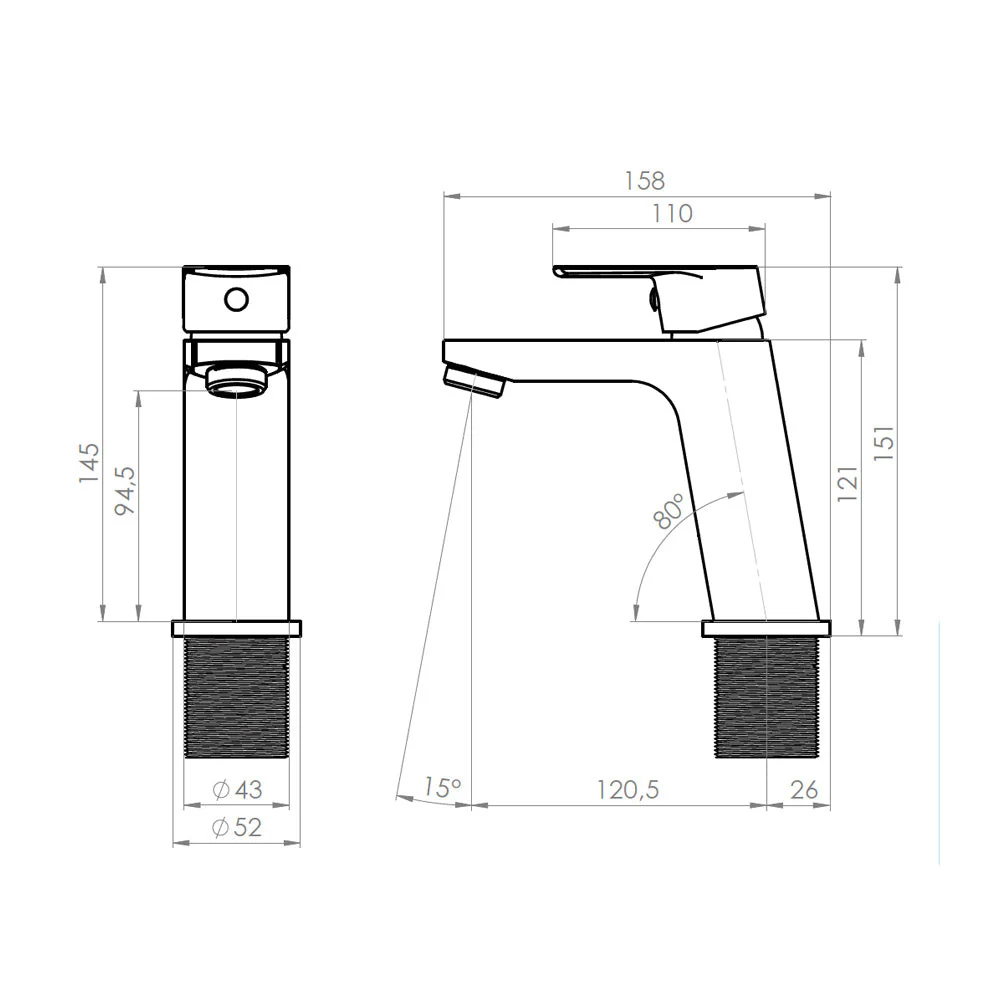 Griferia Lavamanos monocontrol bajo Filippo Grafito Austral - Image 5