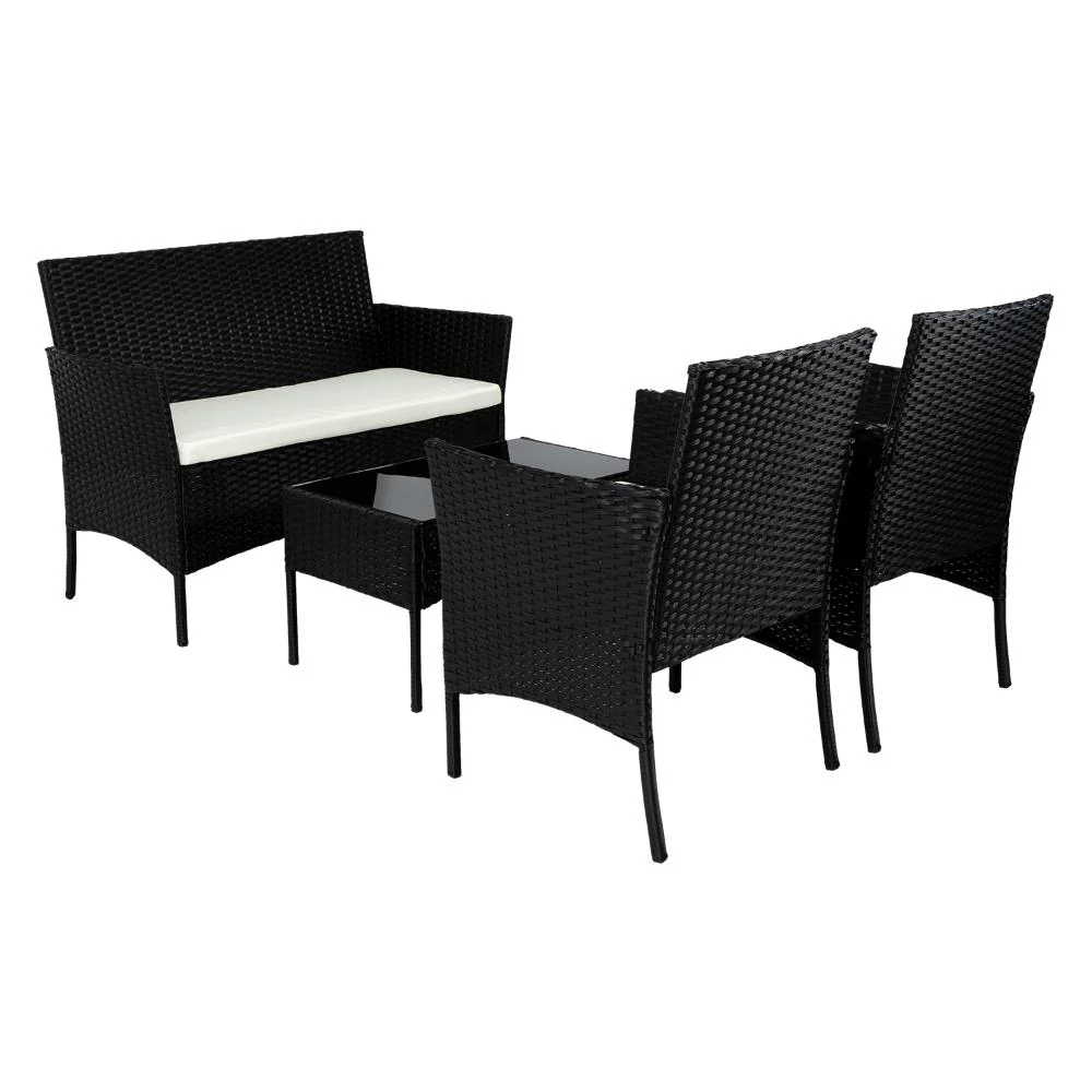 Juego de Sala Exterior Zafiro, Negro y Blanco, con Dos Sillas de Una Plaza y Una Silla de Dos Plazas - Image 11