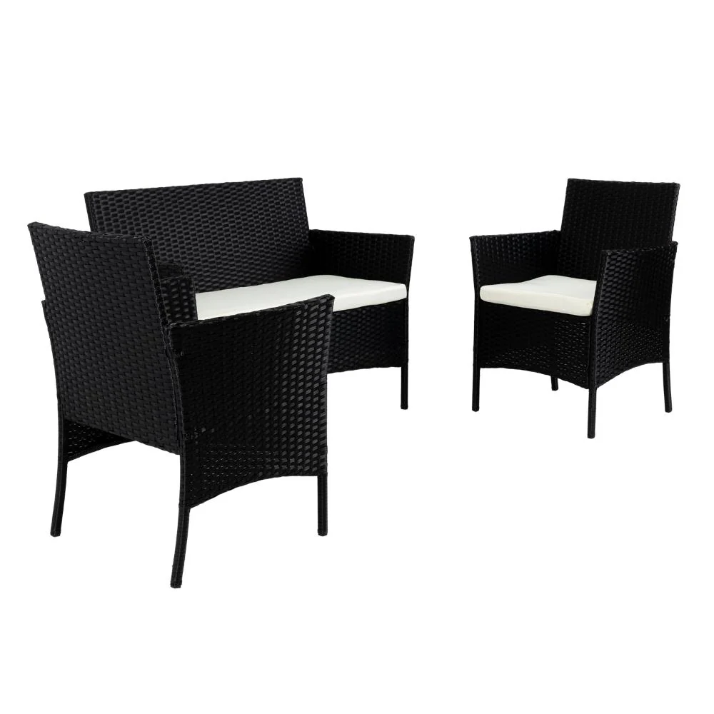 Juego de Sala Exterior Zafiro, Negro y Blanco, con Dos Sillas de Una Plaza y Una Silla de Dos Plazas - Image 12