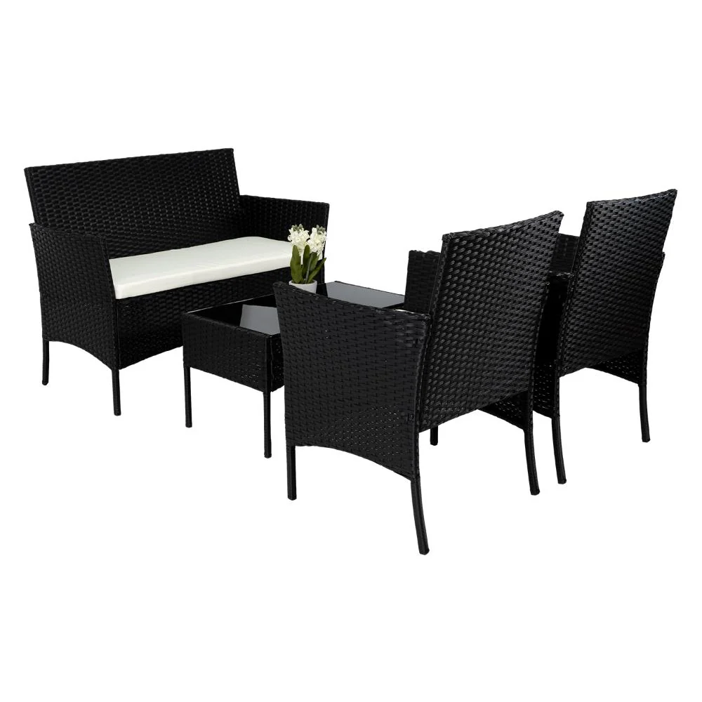 Juego de Sala Exterior Zafiro, Negro y Blanco, con Dos Sillas de Una Plaza y Una Silla de Dos Plazas - Image 4