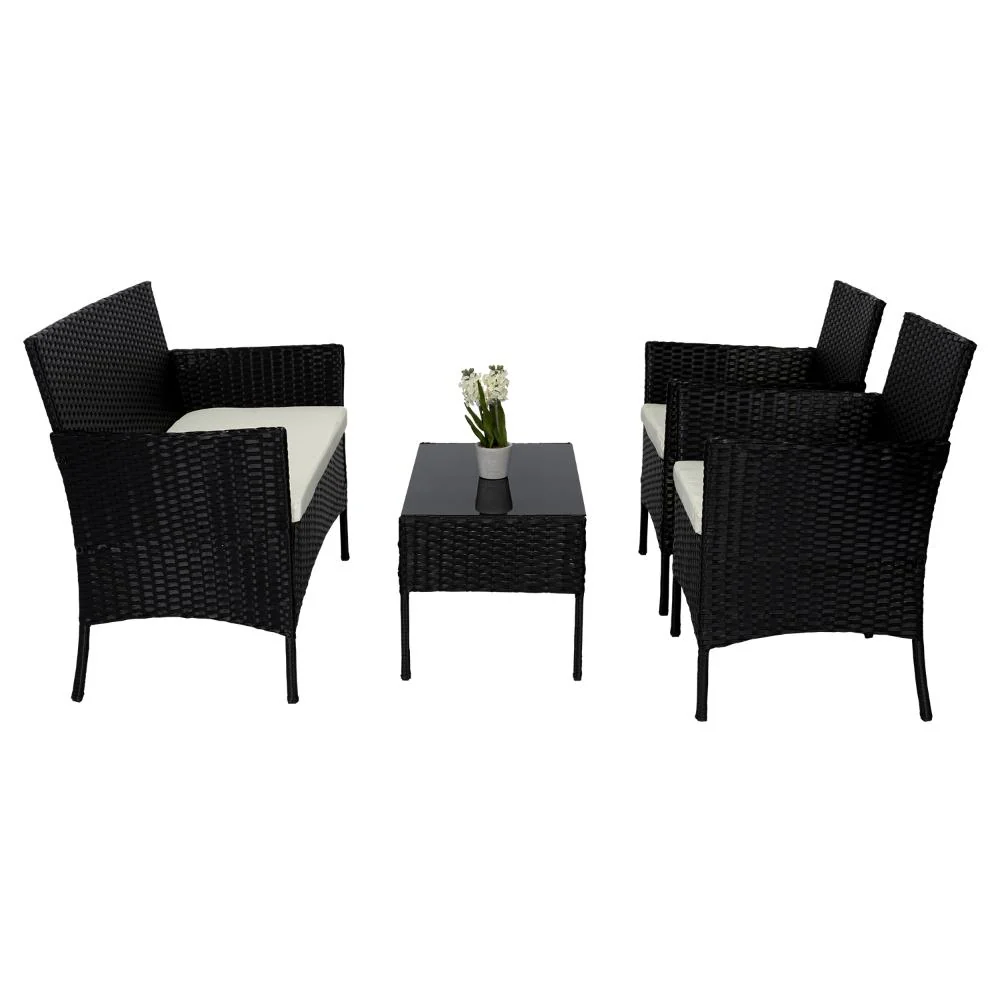 Juego de Sala Exterior Zafiro, Negro y Blanco, con Dos Sillas de Una Plaza y Una Silla de Dos Plazas - Image 5