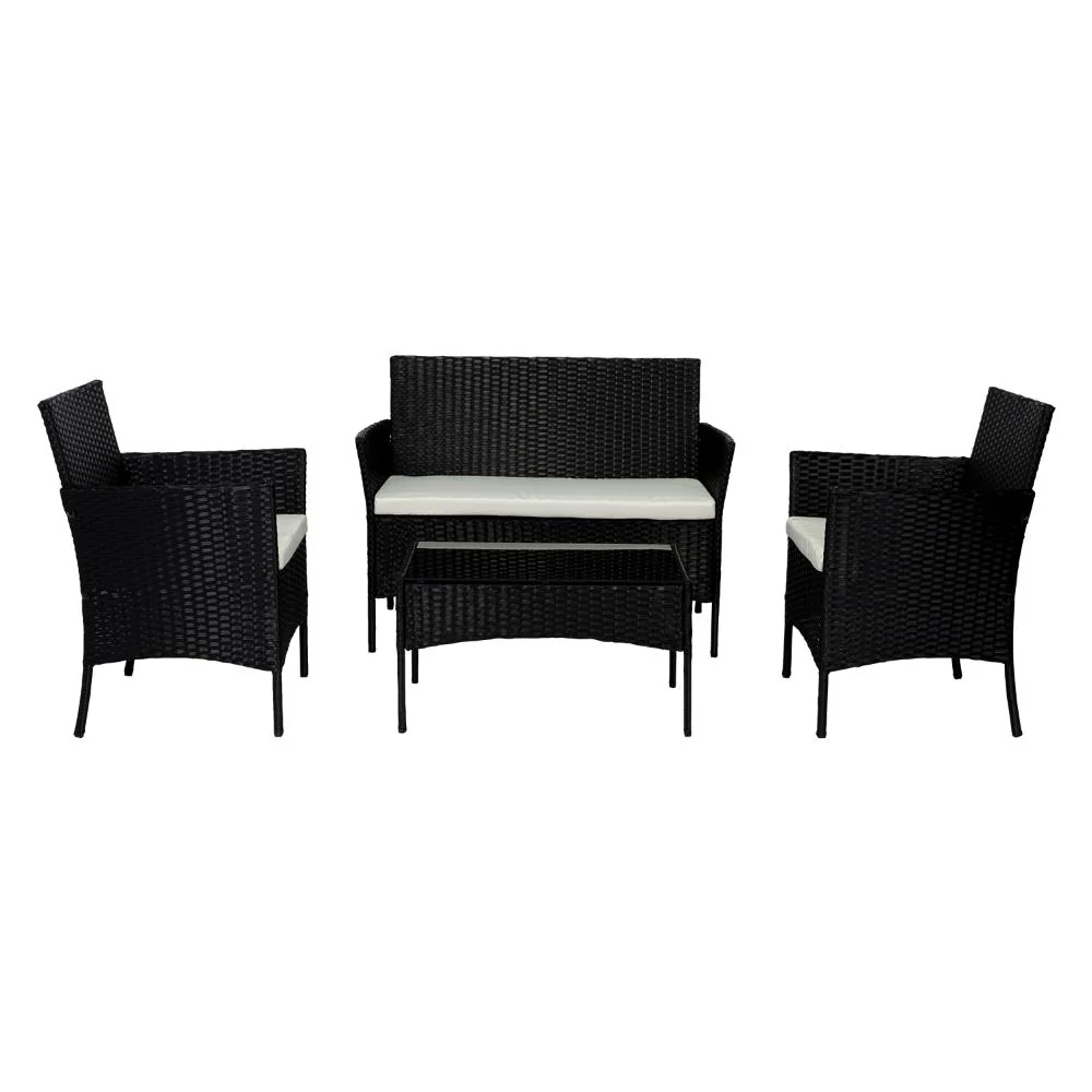 Juego de Sala Exterior Zafiro, Negro y Blanco, con Dos Sillas de Una Plaza y Una Silla de Dos Plazas - Image 6