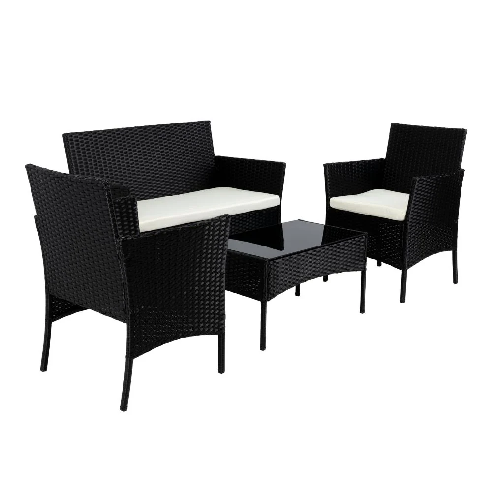 Juego de Sala Exterior Zafiro, Negro y Blanco, con Dos Sillas de Una Plaza y Una Silla de Dos Plazas - Image 7