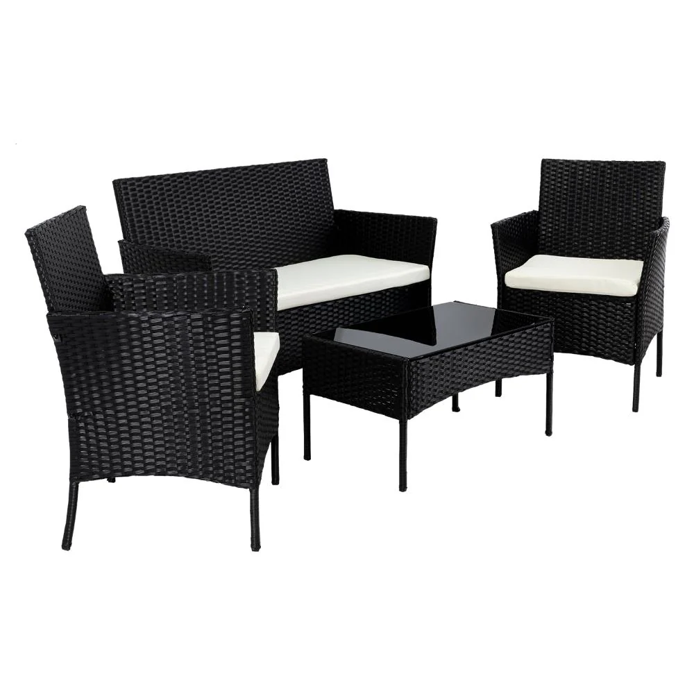 Juego de Sala Exterior Zafiro, Negro y Blanco, con Dos Sillas de Una Plaza y Una Silla de Dos Plazas - Image 8