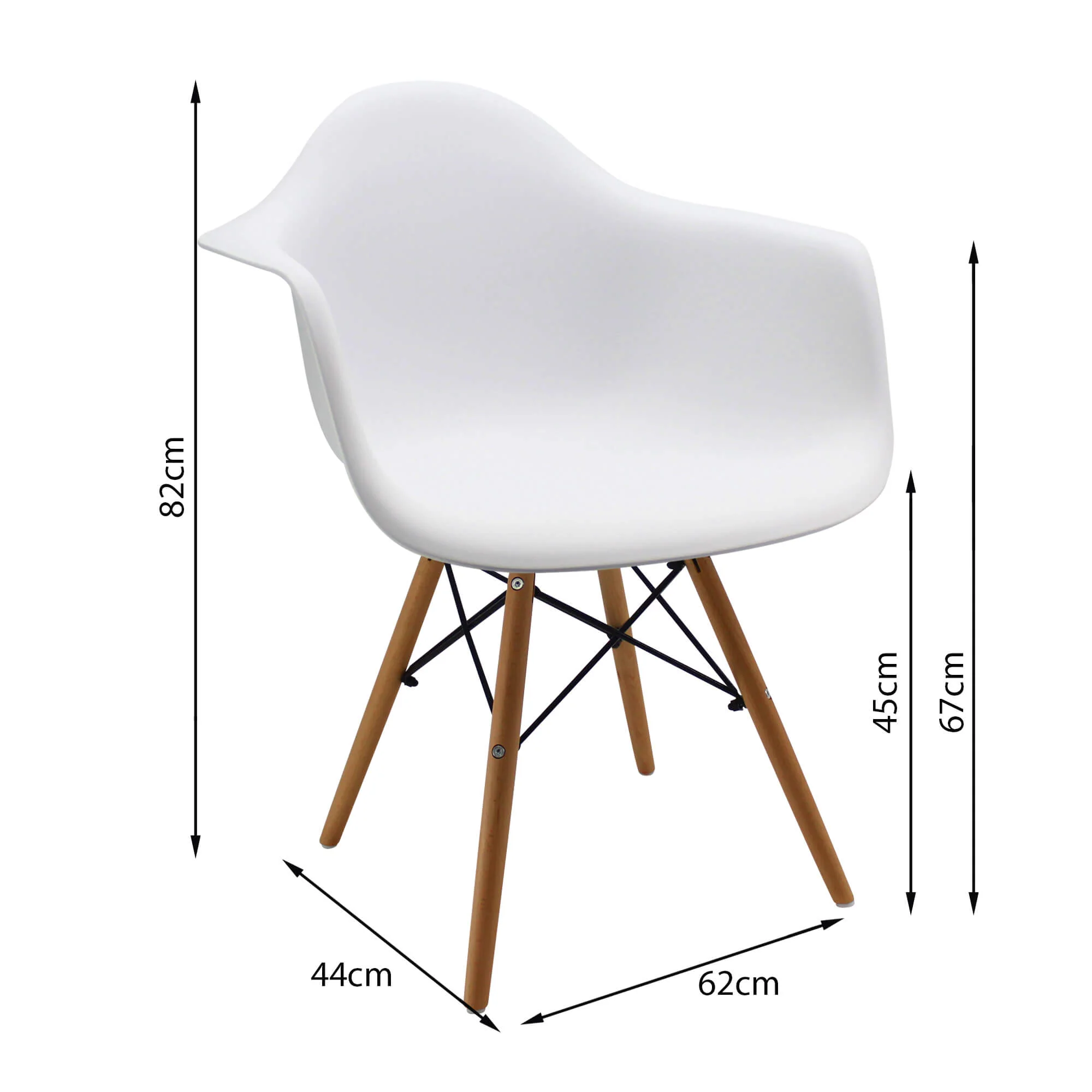 Kit por 2 sillas de comedor DKR tipo Eames brazos color blanco - Image 6
