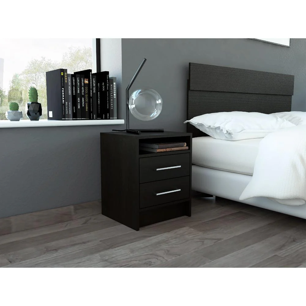 Mesa de Noche Douglas, Wengue, con Dos Cajones Multiusos - Image 5