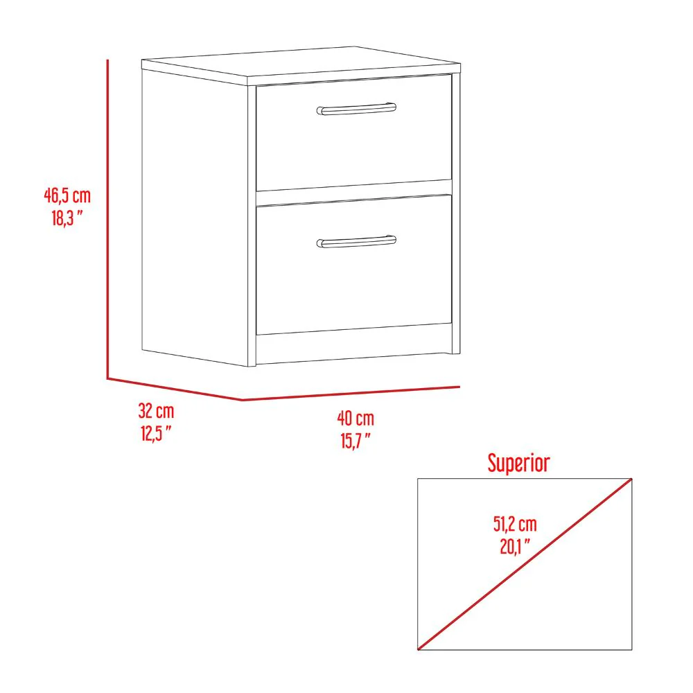 Mesa de Noche Elaxi, Wengue, con Dos Cajones Deslizables Como Correderas Metálicas - Image 12