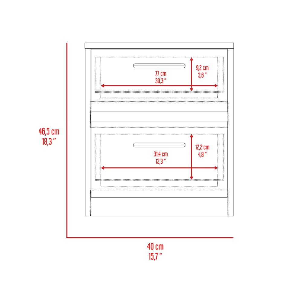 Mesa de Noche Elaxi, Wengue, con Dos Cajones Deslizables Como Correderas Metálicas - Image 13