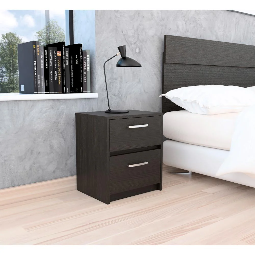 Mesa de Noche Elaxi, Wengue, con Dos Cajones Deslizables Como Correderas Metálicas - Image 5