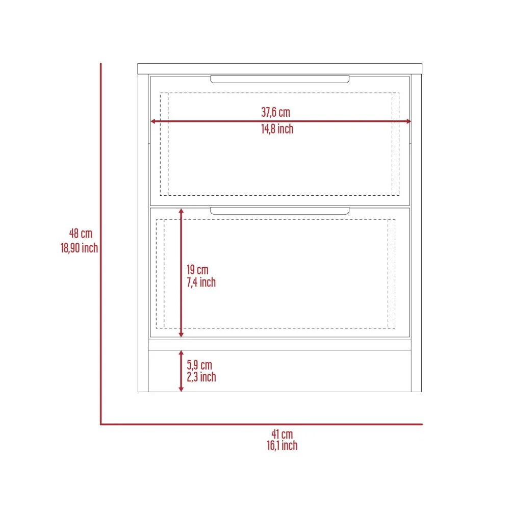 Mesa de Noche Wesley, Cartagena y Blanco, con Dos Cajones Organizadores X2 - Image 8
