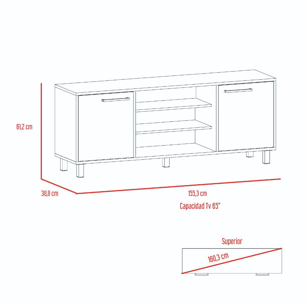 Mesa Para Tv Wesley, Wengue y Fresno Europeo, con Espacio Para Televisor de 65 Pulgadas - Image 11
