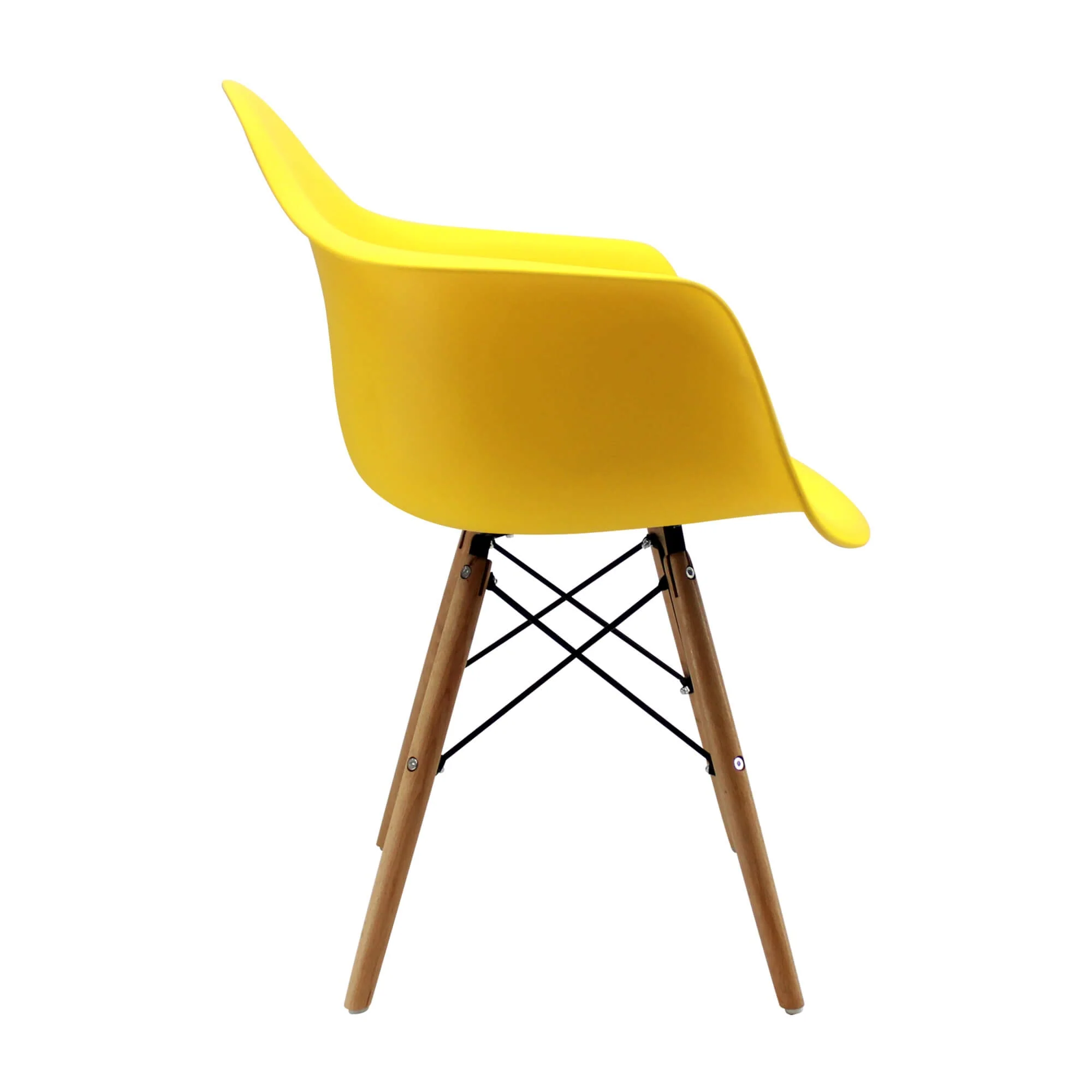 Silla de comedor tipo Eames brazos color amarillo - Image 3