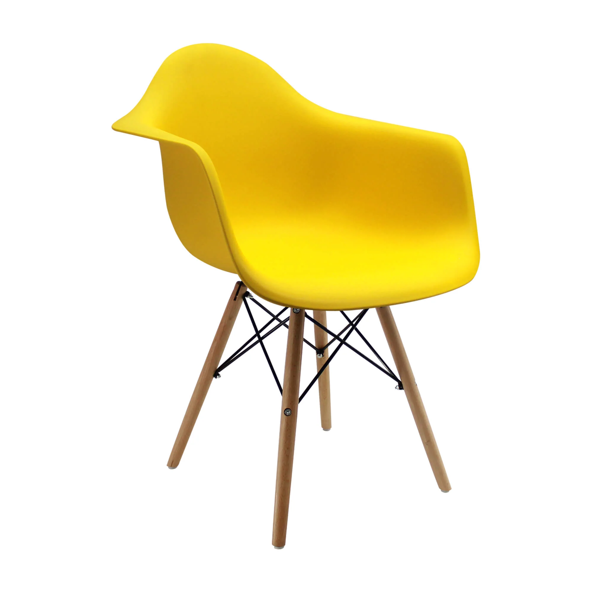 Silla de comedor tipo Eames brazos color amarillo - Image 4