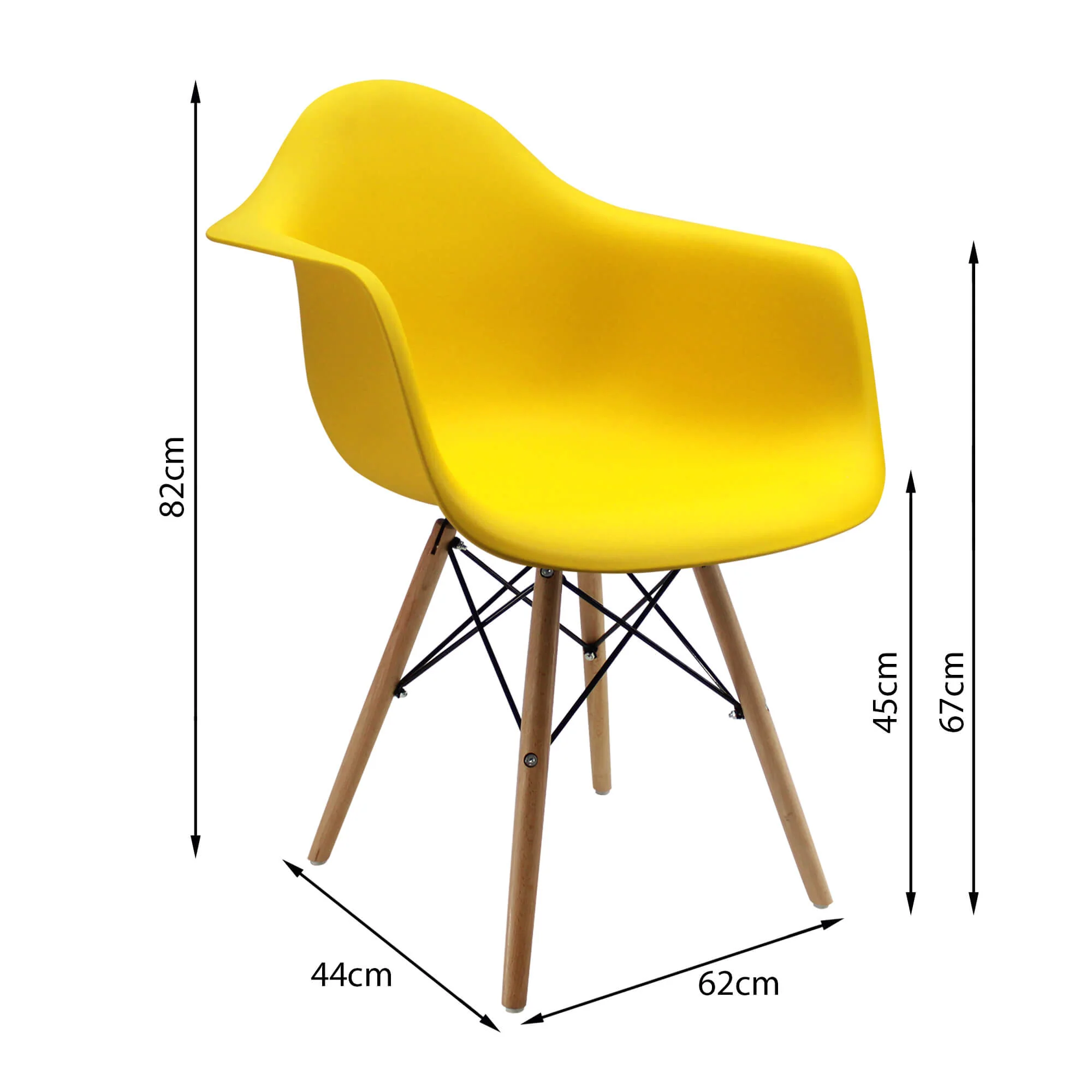 Silla de comedor tipo Eames brazos color amarillo - Image 5
