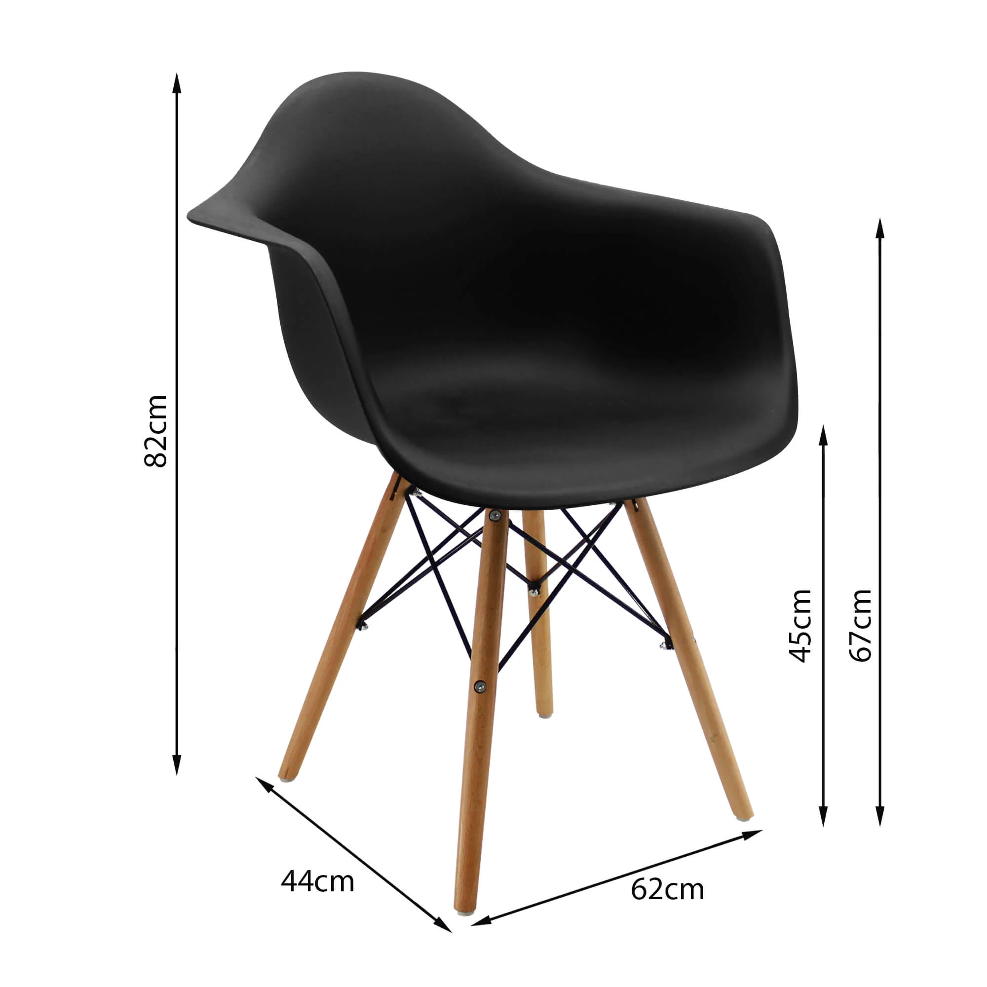 Silla de comedor Eames brazos color negro - Image 5