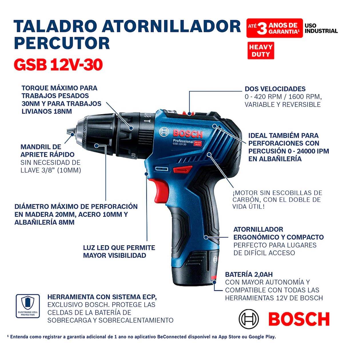 Taladro percutor 3/8" 12V 2Bat Brushless GSB 12V-30 Bosch - Image 8