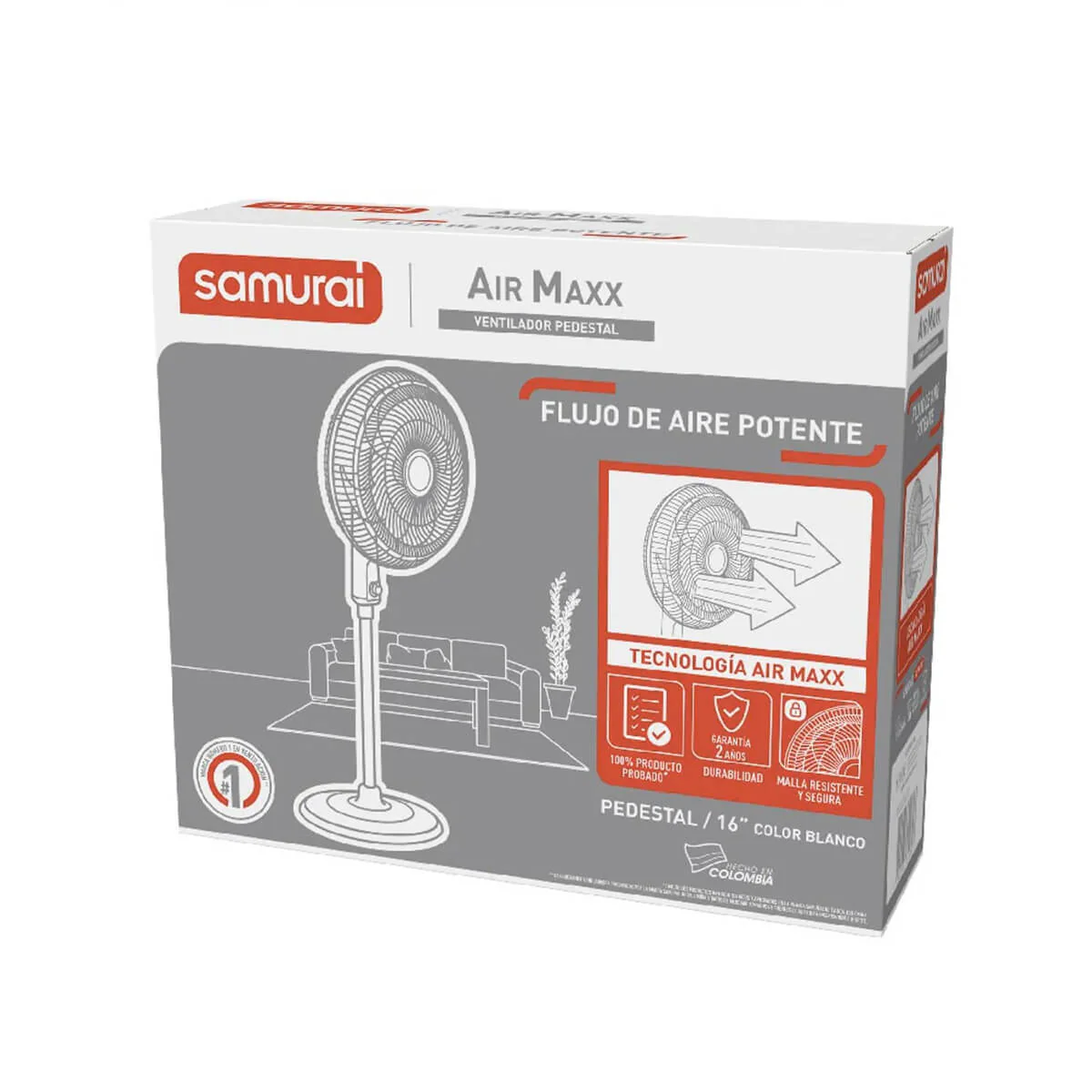 Ventilador air maxx blanco con azul marca samurai - Image 6